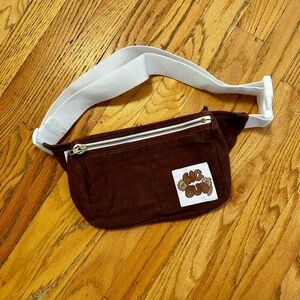 Big Bud Press Brown Fanny Pack Crossbody Bag with White Strap